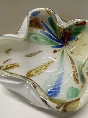 Vtg ALFREDO BARBINI Tutti Frutti MURANO Cased Art Glass Hand Blown Dish/Bowl